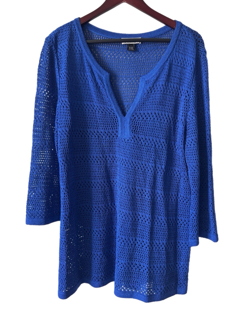 ST JOHN SPORT Open Knit Tunic Top Coverup Sz L